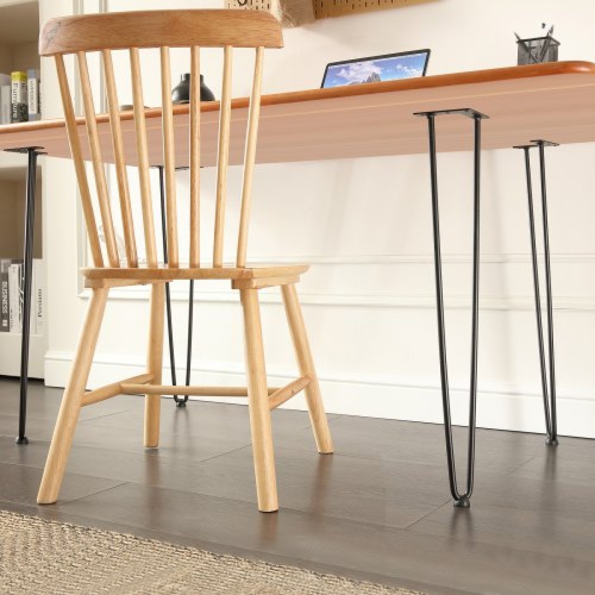 Πόδια επίπλων φουρκέτας VEVOR 711.2MM, Μεταλλικά DIY έργα για κομοδίνο, τραπεζάκι σαλονιού, γραφείο, χωρητικότητα 226,8 KG με προστατευτικά δαπέδου από καουτσούκ, μεταλλικά ανθεκτικά μοντέρνα πόδια τραπεζιού βαρέως τύπου, 4 ΤΕΜ.