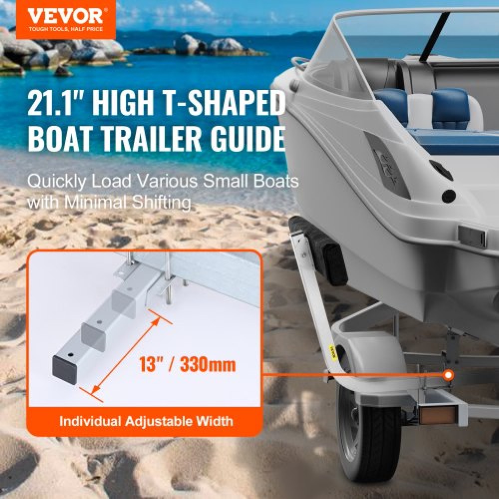 VEVOR Boat Trailer Guide, 0.7M Adjustable Design Short Bunk Guide-Ons, 2PCS Rustproof Galvanized Steel Trailer Guide Poles, Heavy Duty Roller Guide Design, for Ski Boat, Fishing Boat or Sailboat Trail