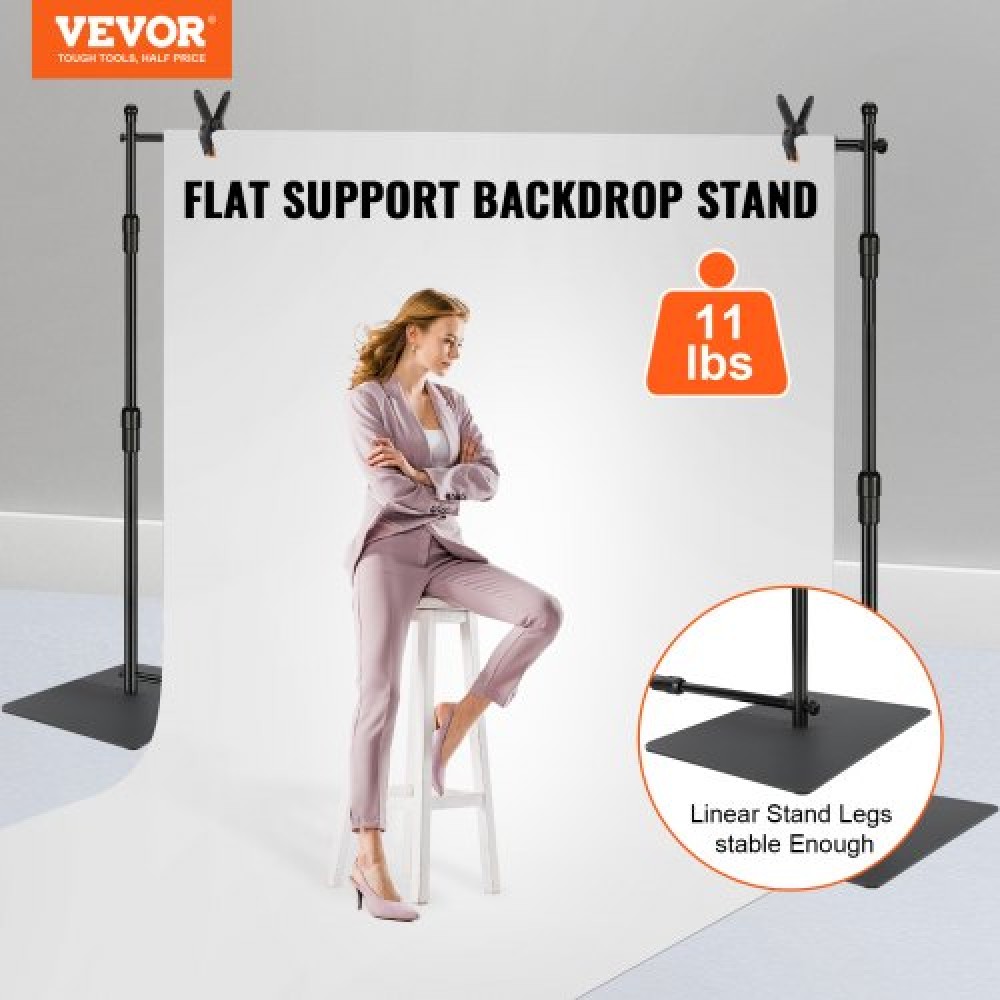 VEVOR 304,8 x 304,8 cm Σετ σωλήνων και κουρτίνας, Βάση για σκηνικό βαρέως τύπου με βάση από ανθρακούχο χάλυβα, ρυθμιζόμενο στήριγμα σκηνικού με 6 σφιγκτήρες και τσάντα μεταφοράς για γάμους, πάρτι, εκδηλώσεις, φωτογραφία και έκθεση