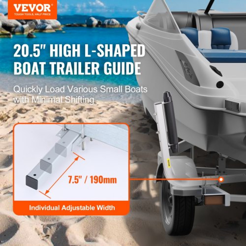 VEVOR Boat Trailer Guide, 20.5” Adjustable Design Trailer Guide Poles, 2PCS Rustproof Galvanized Steel Trailer Guide ons, Heavy Duty Roller Guide Design, for Ski Boat, Fishing Boat or Sailboat Trailer