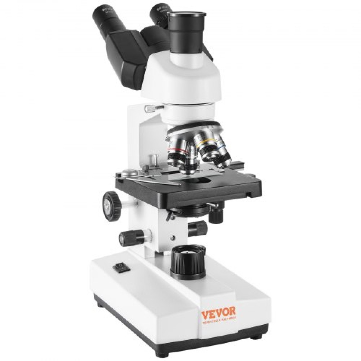 VEVOR Compound Trinocular Microscope 40X-2500 Magnification Lab Microscope with LED Illumination & External Interface