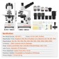 VEVOR Compound Trinocular Microscope 40X-2500 Magnification Lab Microscope with LED Illumination & External Interface