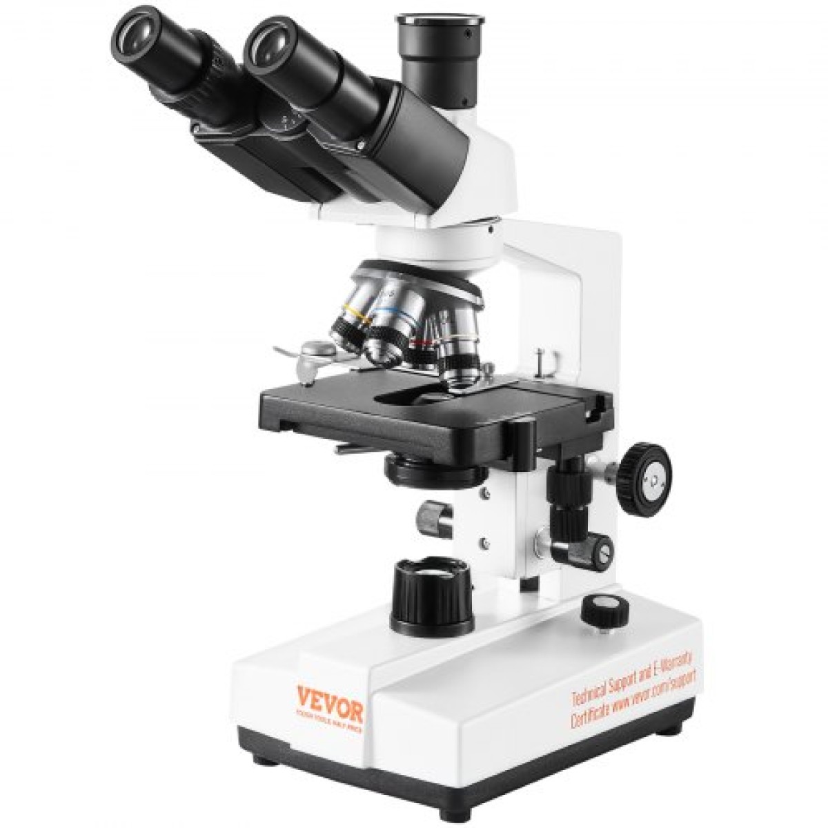 VEVOR Compound Trinocular Microscope 40X-2500 Magnification Lab Microscope with LED Illumination & External Interface
