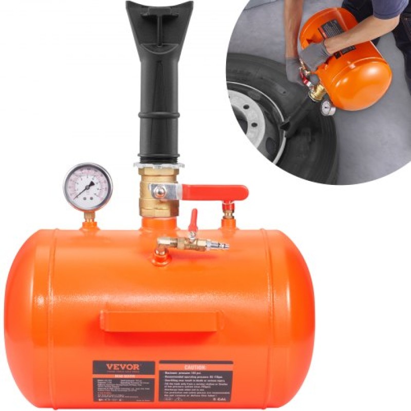 VEVOR Tire Bead Seater, 5 Gal/19L Air Tire Bead Blaster με μανόμετρο & λαβή, 145 PSI Seating Tool Inflator Tank, 85-116 PSI Operating Pressure for Car Truck ATV