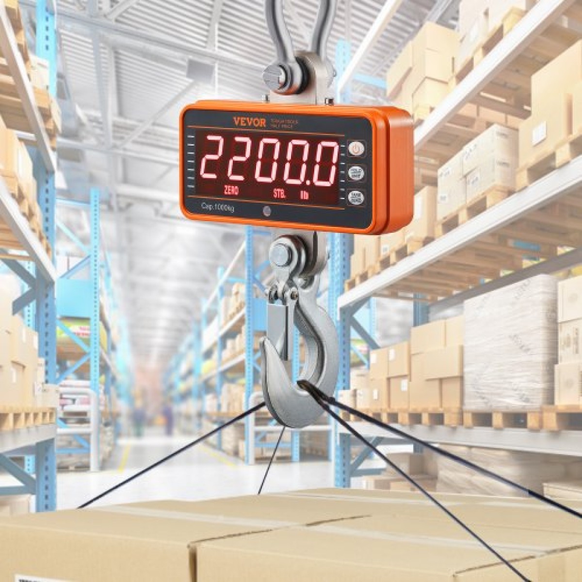 Ψηφιακή ζυγαριά γερανού VEVOR, 2200 lbs/1000 kg, βιομηχανική κρεμαστή ζυγαριά βαρέως τύπου με τηλεχειριστήριο, θήκη από χυτό αλουμίνιο & οθόνη LED, υψηλή ακρίβεια για κατασκευή, εργοστάσιο, αγρόκτημα, κυνήγι (πορτοκαλί)