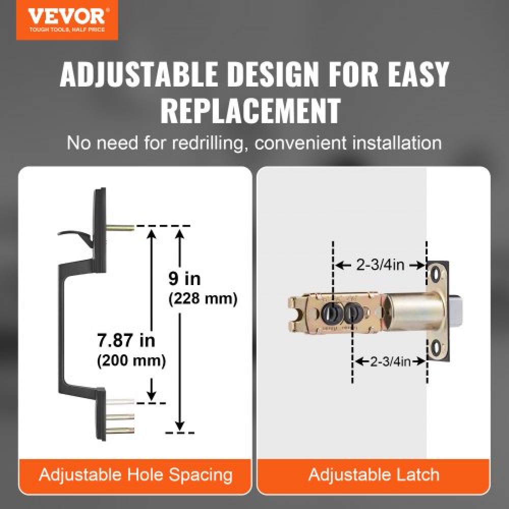 VEVOR Entry Door Handle Matte Black Square Handle Set with Door Lever No Lock