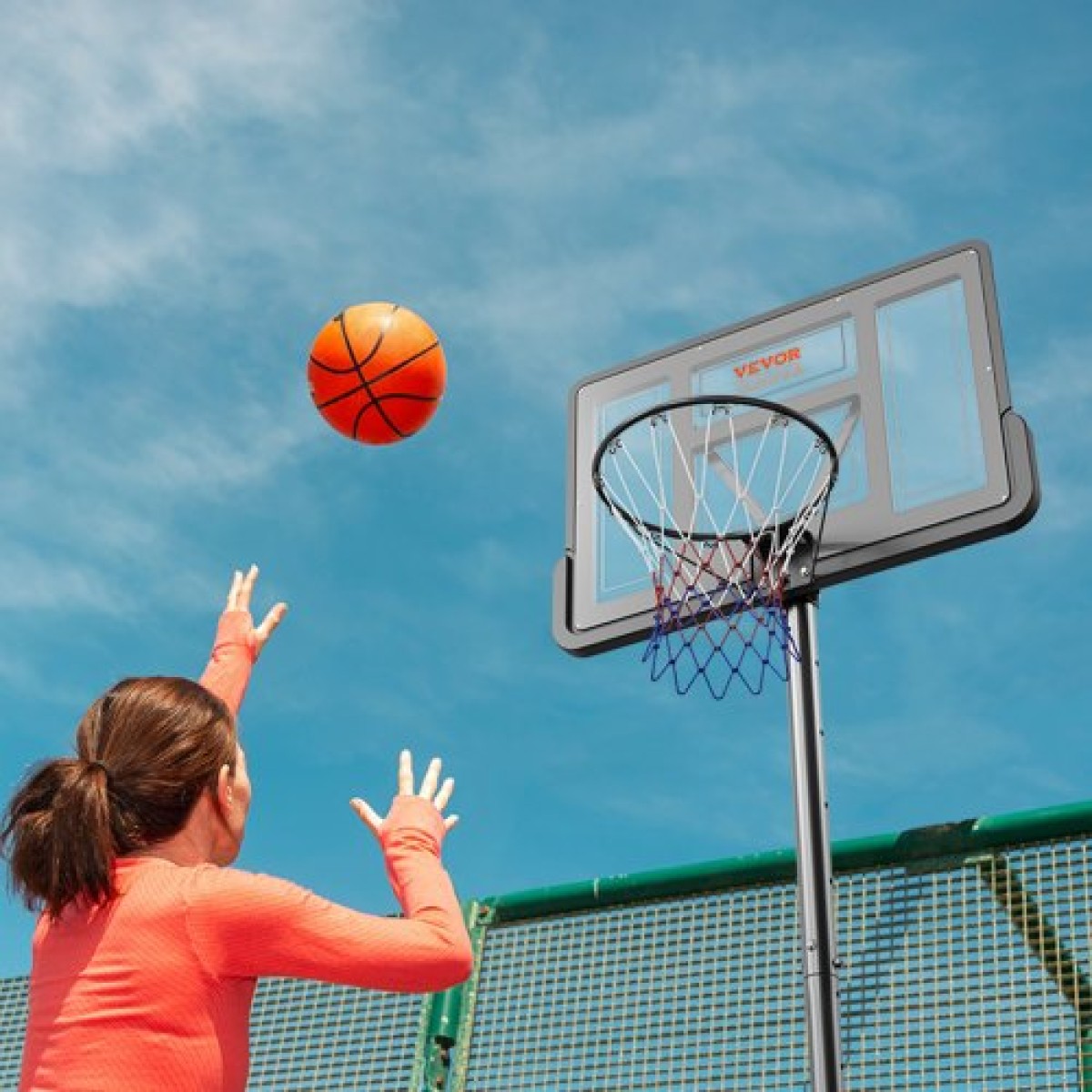 Στεφάνη μπάσκετ VEVOR, 4-10 πόδια ρυθμιζόμενο ύψος φορητό σύστημα σανίδας, 44 ιντσών στεφάνι μπάσκετ & γκολ, παιδικό και ενήλικο σετ μπάσκετ με ρόδες, βάση και γεμιστή βάση, για εξωτερικούς/εσωτερικούς χώρους