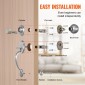 Σετ χειρολαβής και Deadbolt μπροστινής πόρτας VEVOR, Σετ κλειδαριάς μπροστινής πόρτας από σατινέ νικέλιο με εσωτερικό πόμολο, ρυθμιζόμενη απόσταση οπών μονοκύλινδρο χειρολαβή, για δεξιά και αριστερά είσοδο και μπροστινή πόρτα