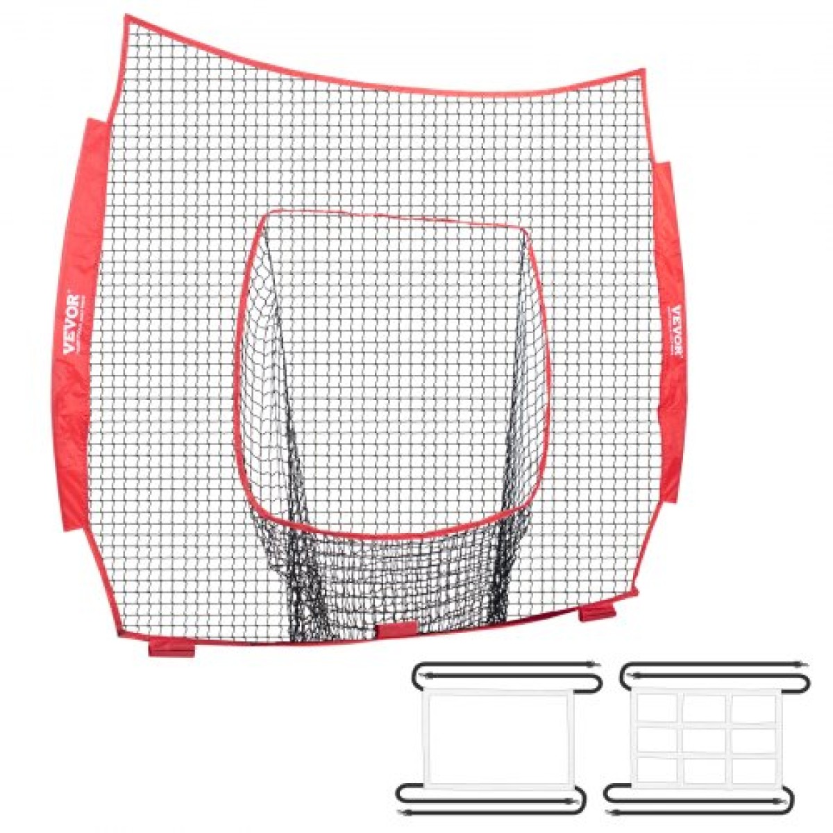 VEVOR 7x7 ft δίχτυ προπόνησης μπέιζμπολ σόφτμπολ, φορητό δίχτυ προπόνησης του μπέιζμπολ για βολτάρισμα, βοηθήματα προπόνησης εξοπλισμού μπέιζμπολ Backstop με ζώνη κρούσης (μόνο δίχτυ)