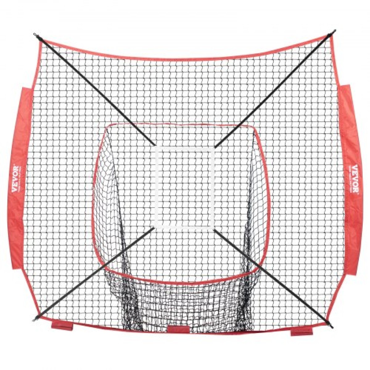 VEVOR 7x7 ft δίχτυ προπόνησης μπέιζμπολ σόφτμπολ, φορητό δίχτυ προπόνησης του μπέιζμπολ για βολτάρισμα, βοηθήματα προπόνησης εξοπλισμού μπέιζμπολ Backstop με ζώνη κρούσης (μόνο δίχτυ)