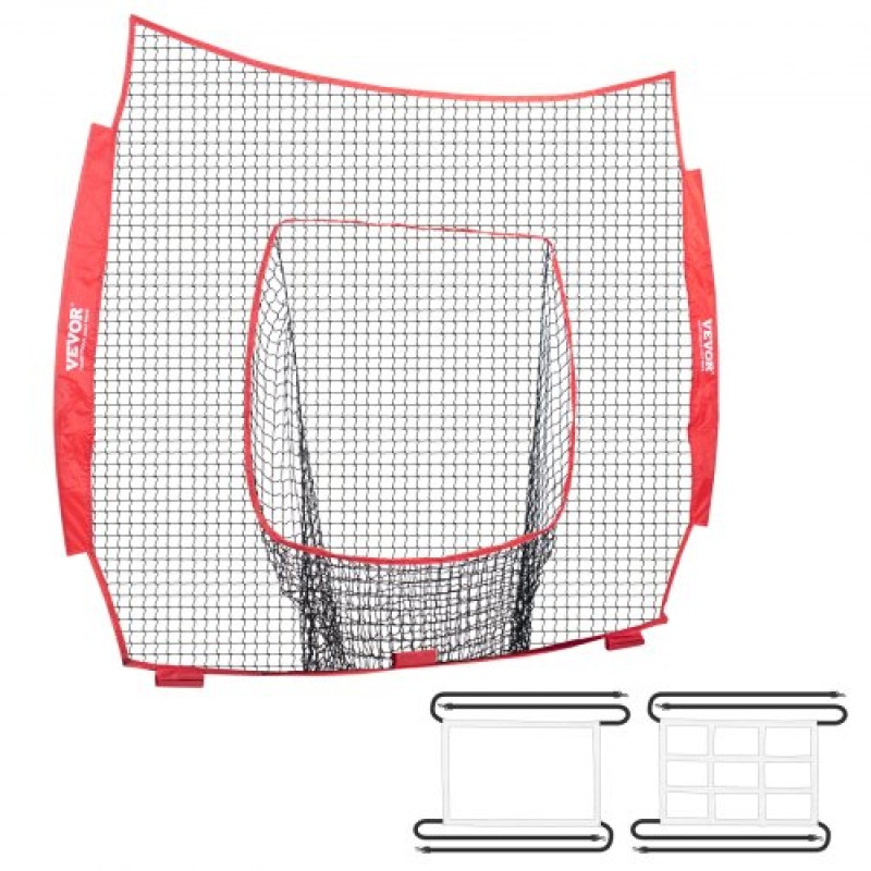 VEVOR 7x7 ft δίχτυ προπόνησης μπέιζμπολ σόφτμπολ, φορητό δίχτυ προπόνησης του μπέιζμπολ για βολτάρισμα, βοηθήματα προπόνησης εξοπλισμού μπέιζμπολ Backstop με ζώνη κρούσης (μόνο δίχτυ)