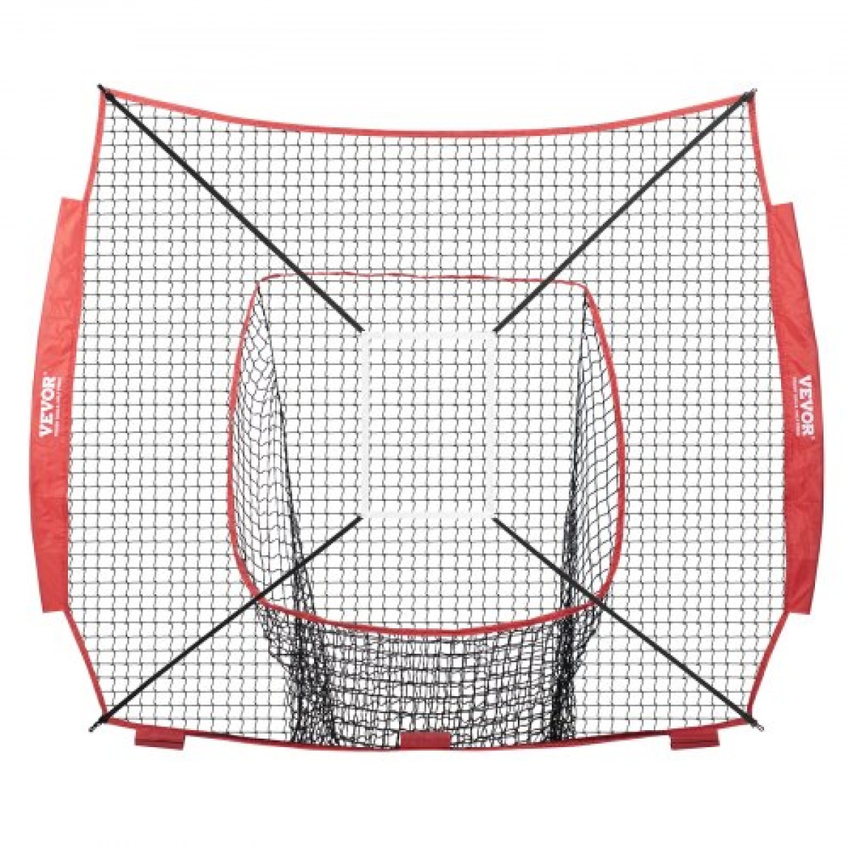 VEVOR 7x7 ft δίχτυ προπόνησης μπέιζμπολ σόφτμπολ, φορητό δίχτυ προπόνησης του μπέιζμπολ για βολτάρισμα, βοηθήματα προπόνησης εξοπλισμού μπέιζμπολ Backstop με ζώνη κρούσης (μόνο δίχτυ)