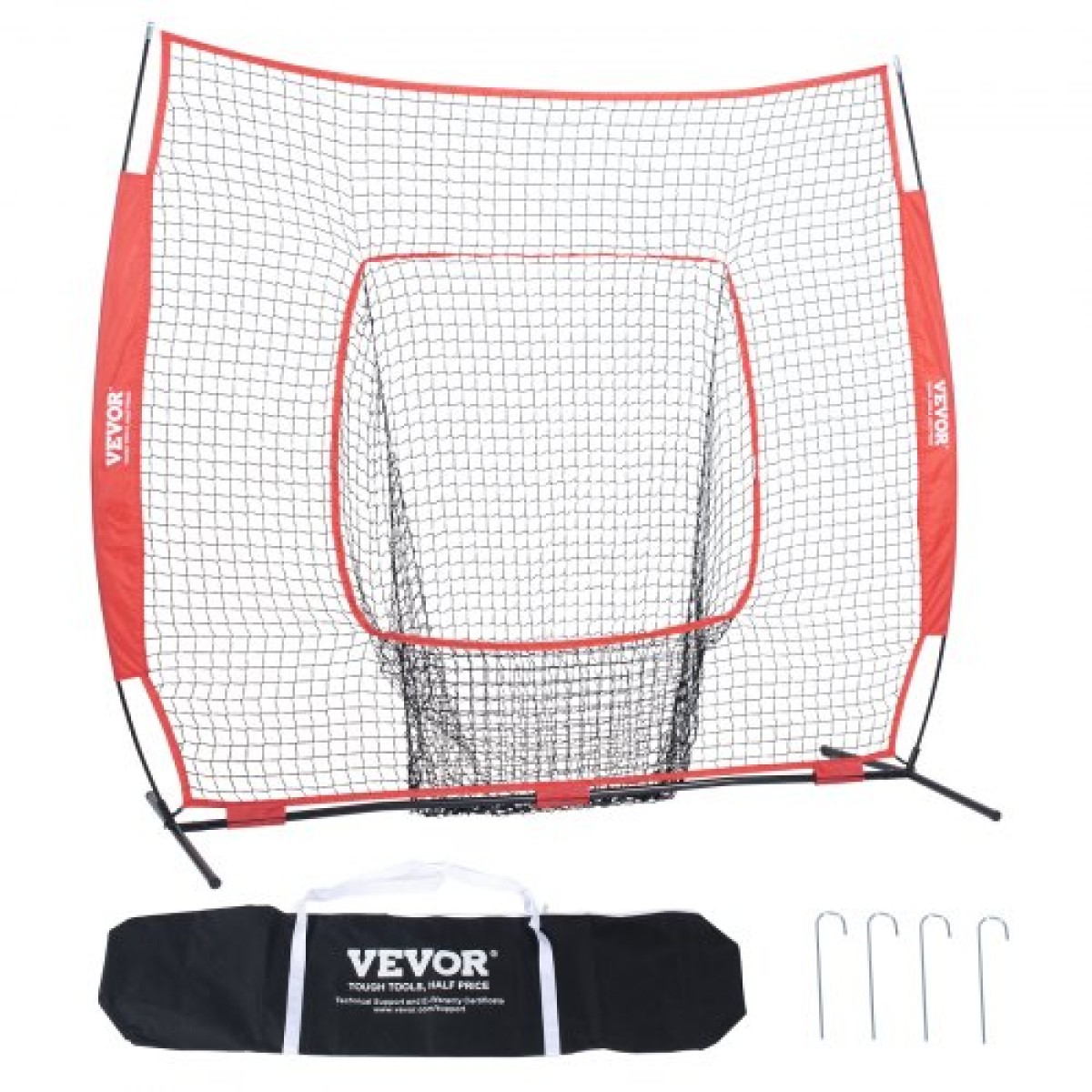 VEVOR 213,4 x 213,4 cm Baseball Softball Practice Net, Φορητό δίχτυ προπόνησης Baseball for Hitting Batting Catching Pitching, Backstop Baseball Equipment Training Aid with Carry Bag and Strike Zone
