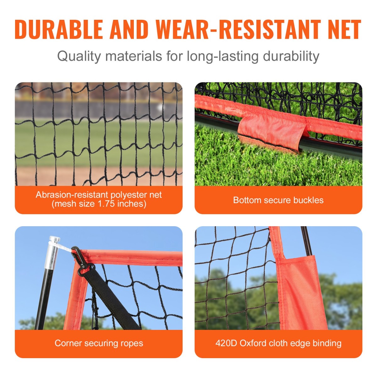 VEVOR 213,4 x 213,4 cm Baseball Softball Practice Net, Φορητό δίχτυ προπόνησης Baseball for Hitting Batting Catching Pitching, Backstop Baseball Equipment Training Aid with Carry Bag and Strike Zone