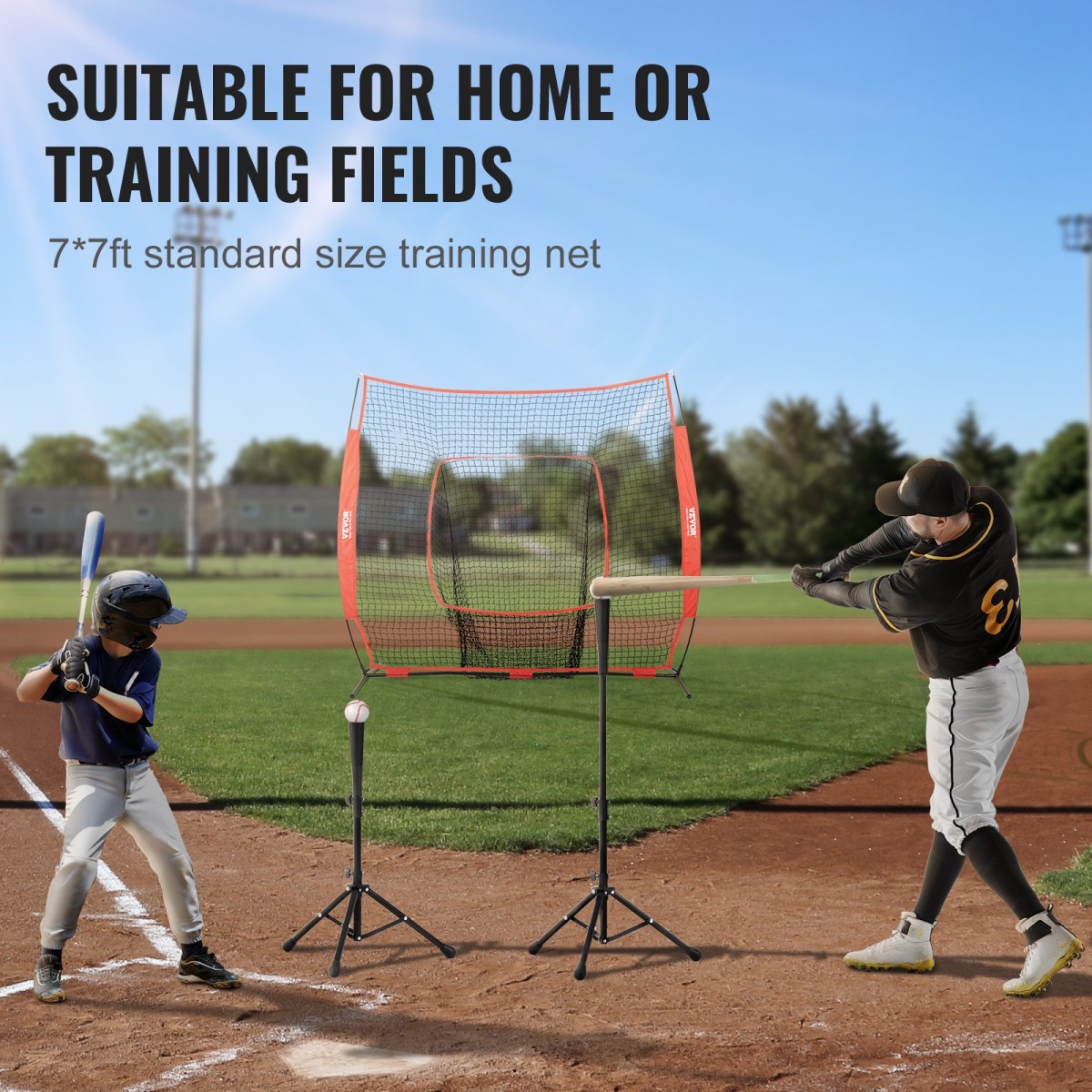 VEVOR 213,4 x 213,4 cm Baseball Softball Practice Net, Φορητό δίχτυ προπόνησης Baseball for Hitting Batting Catching Pitching, Backstop Baseball Equipment Training Aid with Carry Bag and Strike Zone