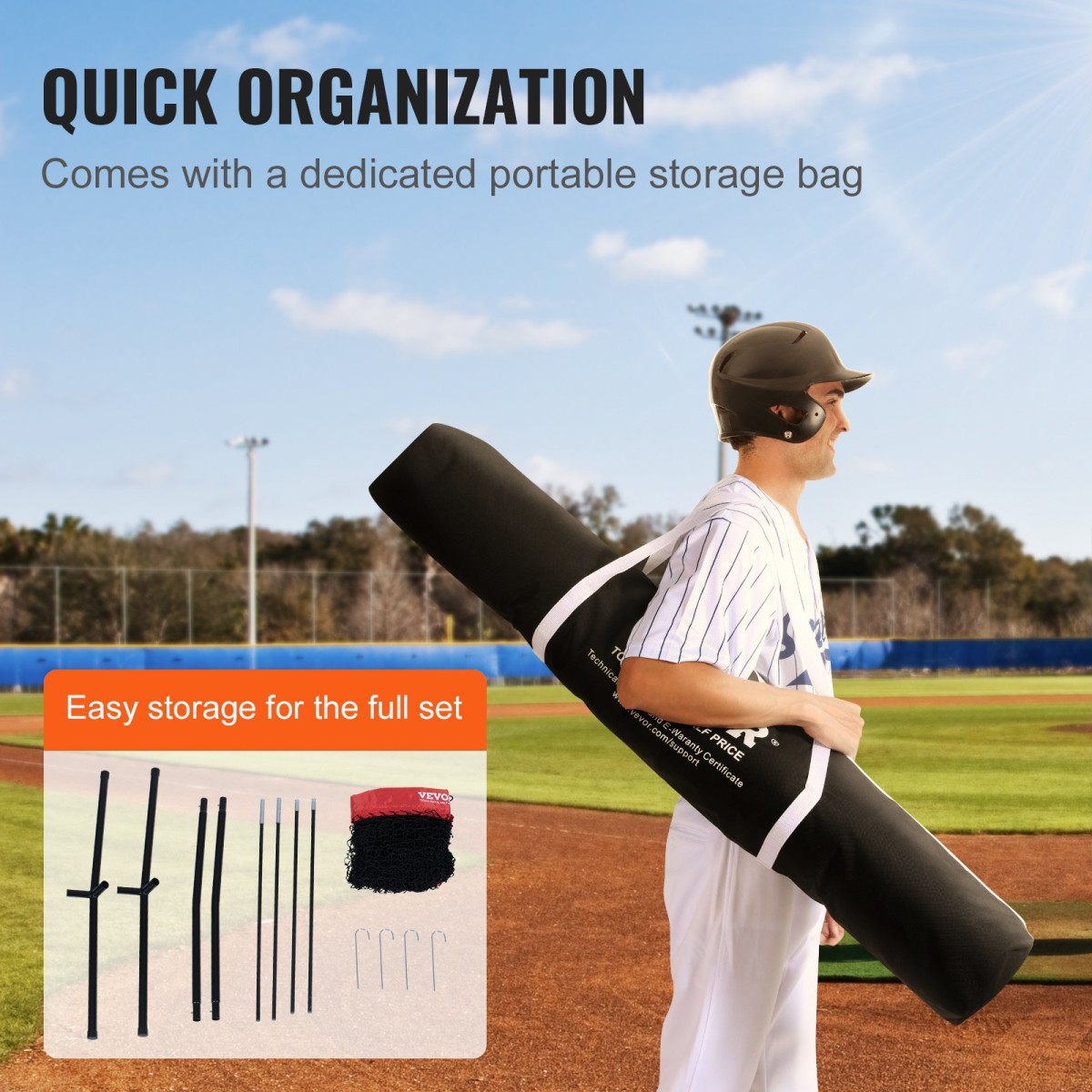 VEVOR 213,4 x 213,4 cm Baseball Softball Practice Net, Φορητό δίχτυ προπόνησης Baseball for Hitting Batting Catching Pitching, Backstop Baseball Equipment Training Aid with Carry Bag and Strike Zone
