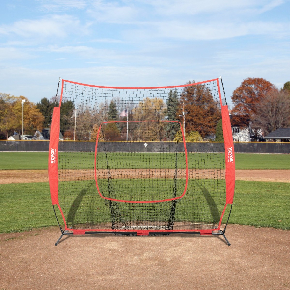 VEVOR 213,4 x 213,4 cm Baseball Softball Practice Net, Φορητό δίχτυ προπόνησης Baseball for Hitting Batting Catching Pitching, Backstop Baseball Equipment Training Aid with Carry Bag and Strike Zone