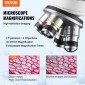 Σύνθετο μικροσκόπιο VEVOR Binocular, μεγέθυνση 40X-2500X, Binocular Compound Lab μικροσκόπιο με φωτισμό LED, μηχανικό στάδιο δύο επιπέδων, περιλαμβάνει θήκη τηλεφώνου & διαφάνειες μικροσκοπίου