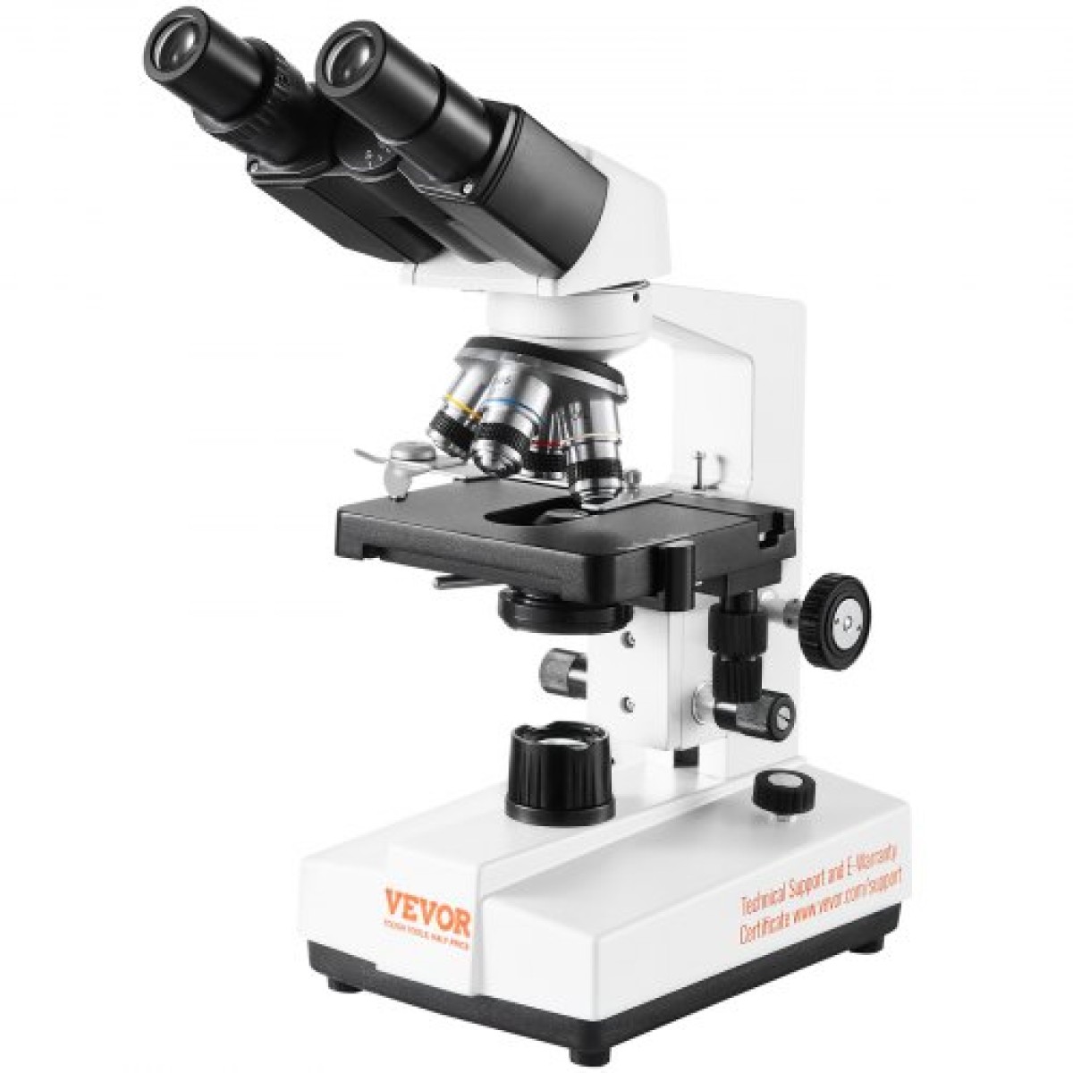 Σύνθετο μικροσκόπιο VEVOR Binocular, μεγέθυνση 40X-2500X, Binocular Compound Lab μικροσκόπιο με φωτισμό LED, μηχανικό στάδιο δύο επιπέδων, περιλαμβάνει θήκη τηλεφώνου & διαφάνειες μικροσκοπίου