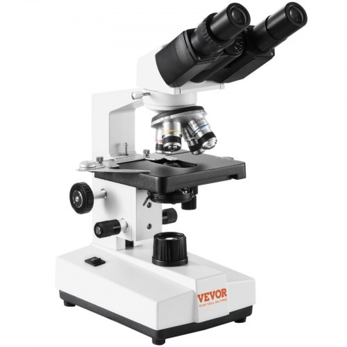Σύνθετο μικροσκόπιο VEVOR Binocular, μεγέθυνση 40X-2500X, Binocular Compound Lab μικροσκόπιο με φωτισμό LED, μηχανικό στάδιο δύο επιπέδων, περιλαμβάνει θήκη τηλεφώνου & διαφάνειες μικροσκοπίου