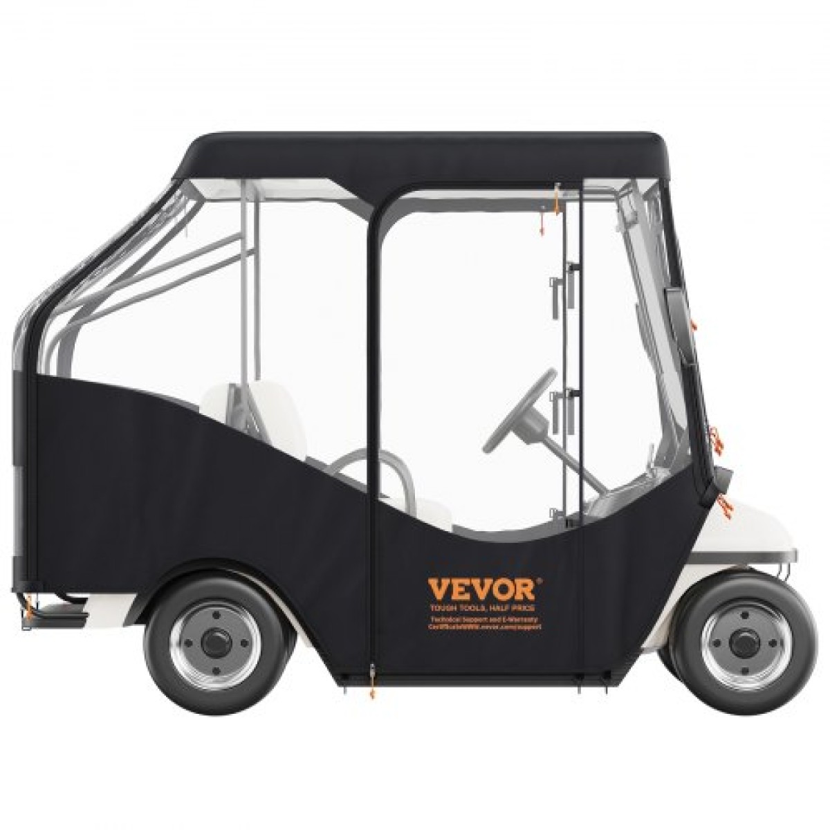 Περίβλημα VEVOR Golf Cart, 420D Polyester Driving Consure με διαφανή παράθυρα 4 όψεων, 4 καλύμματα Passenger Club Car Cars για 2+2 Passenger Cart Golf, Αντιηλιακό και ανθεκτικό στη σκόνη κάλυμμα εξωτερικού καροτσιού
