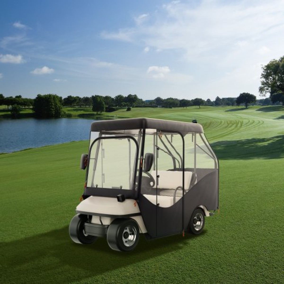 Περίβλημα VEVOR Golf Cart, 420D Polyester Driving Consure με διαφανή παράθυρα 4 όψεων, 4 καλύμματα Passenger Club Car Cars για 2+2 Passenger Cart Golf, Αντιηλιακό και ανθεκτικό στη σκόνη κάλυμμα εξωτερικού καροτσιού