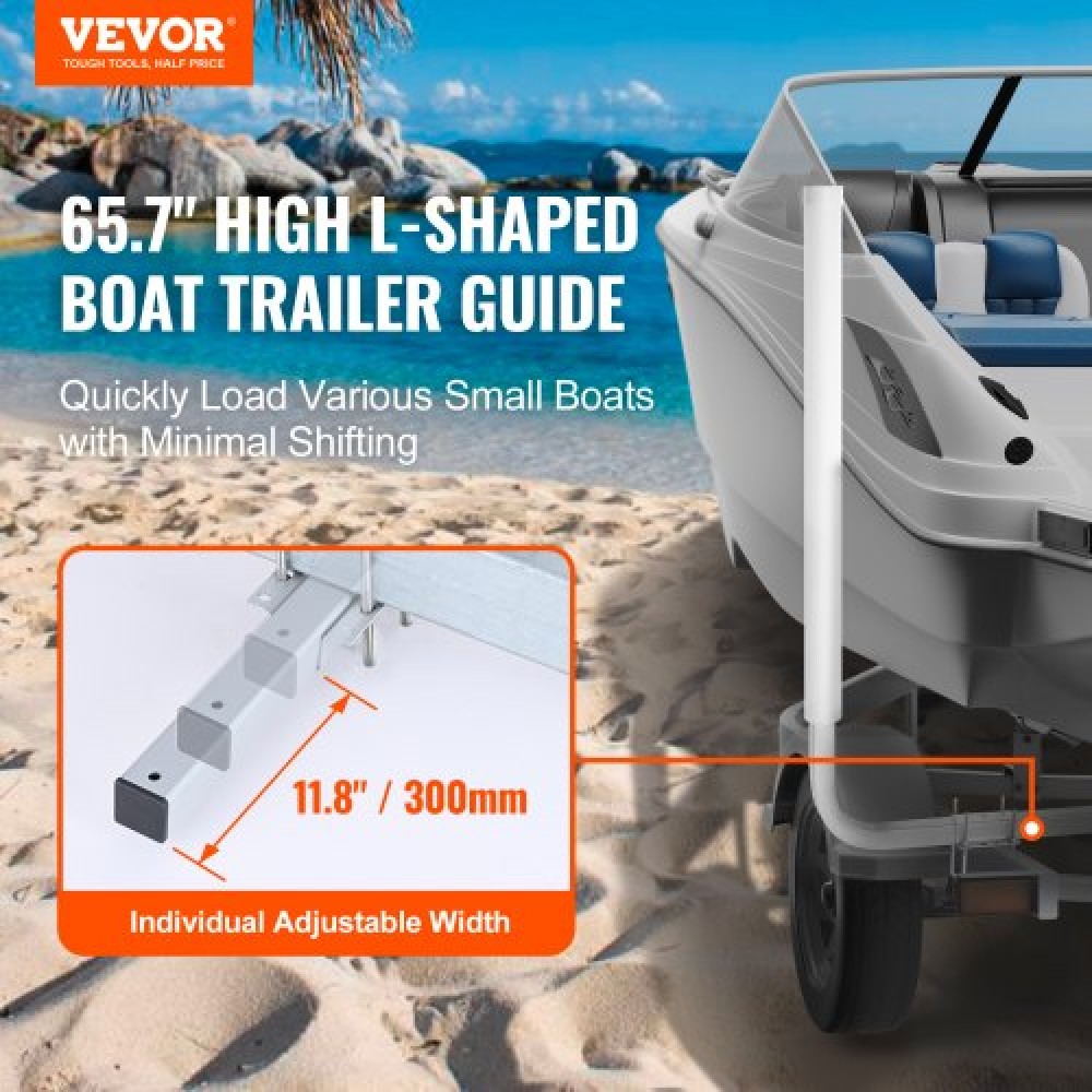 VEVOR Boat Trailer Guide, 1.5M Adjustable Design Trailer Guide Poles, 2PCS Rustproof Galvanized Steel Trailer Guide ons, Trailer Guides with PVC Pipes, for Ski Boat, Fishing Boat or Sailboat Trailer