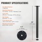 VEVOR 711.2MM Ρυθμιζόμενα πόδια γραφείου, Πόδια επίπλων τραπεζιού γραφείου από ενισχυμένο ατσάλι Σετ 4 τεμαχίων για DIY, 544,3 KG Επιτραπέζια πόδια βαρέως τύπου χωρητικότητας 544,3 KG, Πόδια γρήγορης εγκατάστασης με ρυθμιζόμενο κύπελλο ποδιών μαύρο