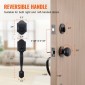 Σετ χειρολαβής μπροστινής πόρτας και Deadbolt VEVOR, Σετ κλειδαριάς μπροστινής πόρτας με εσωτερικό πόμολο, ρυθμιζόμενη απόσταση οπών μονοκύλινδρο, για δεξιά και αριστερόχειρη είσοδο, βουρτσισμένο λάδι τριμμένο μπρούτζο