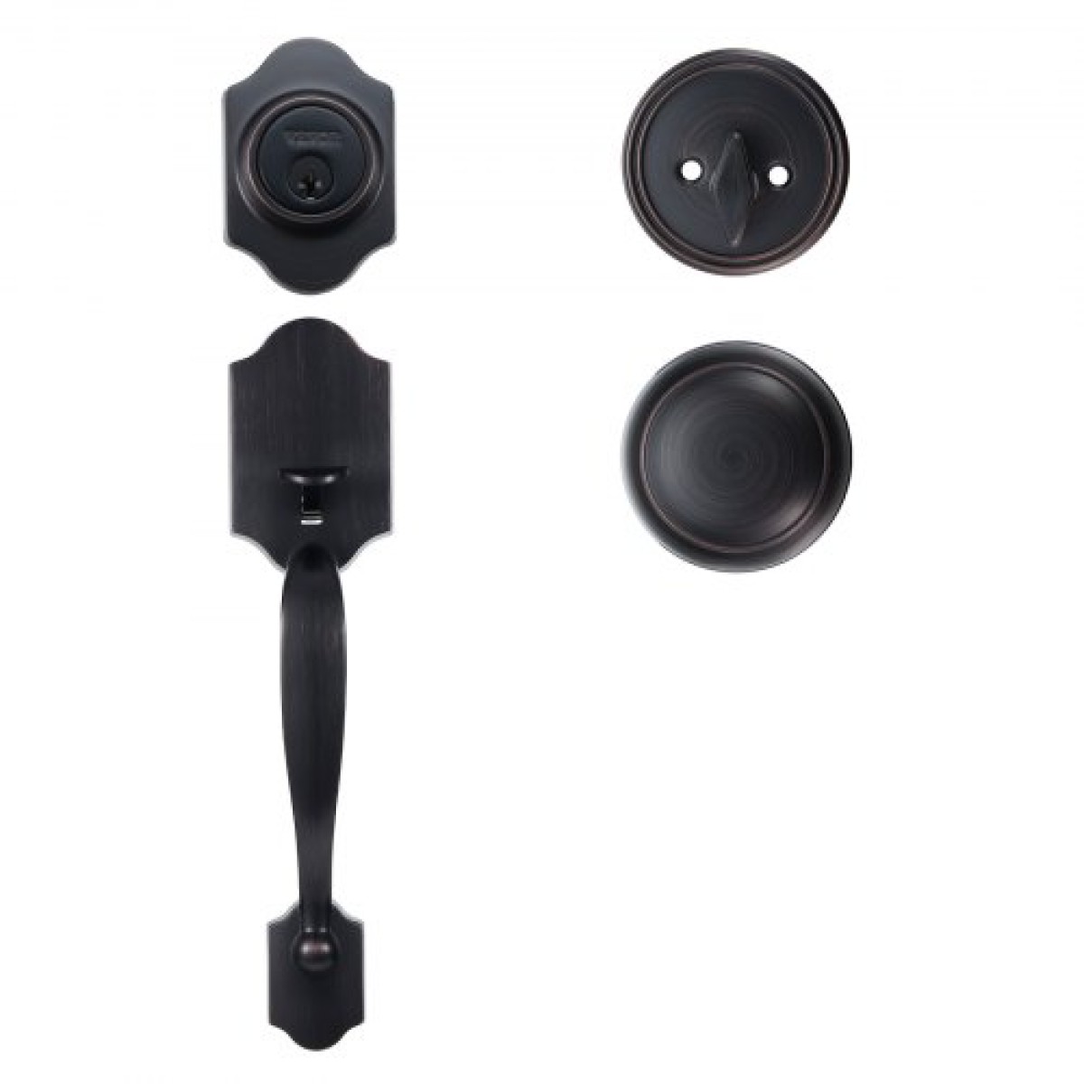 Σετ χειρολαβής μπροστινής πόρτας και Deadbolt VEVOR, Σετ κλειδαριάς μπροστινής πόρτας με εσωτερικό πόμολο, ρυθμιζόμενη απόσταση οπών μονοκύλινδρο, για δεξιά και αριστερόχειρη είσοδο, βουρτσισμένο λάδι τριμμένο μπρούτζο