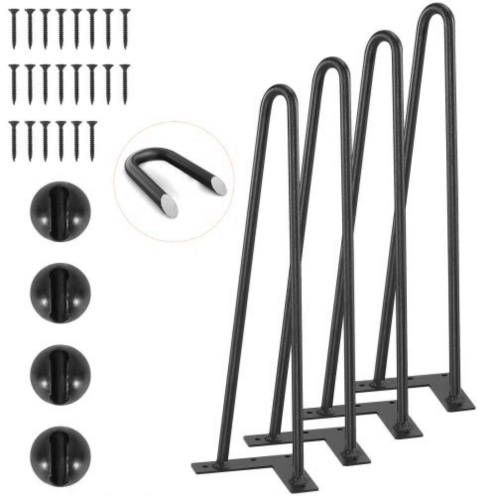 Πόδια επίπλων φουρκέτας VEVOR 406.4MM, Μεταλλικά DIY έργα για κομοδίνο, τραπεζάκι σαλονιού, γραφείο, χωρητικότητα 226,8 KG με προστατευτικά δαπέδου από καουτσούκ, μεταλλικά ανθεκτικά μοντέρνα πόδια τραπεζιού βαρέως τύπου, 4 ΤΕΜ.