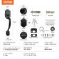Σετ χειρολαβής μπροστινής πόρτας και Deadbolt VEVOR, Σετ κλειδαριάς μπροστινής πόρτας ματ μαύρο με εσωτερικό πόμολο, ρυθμιζόμενη απόσταση οπών μονοκύλινδρο χειρολαβή, για δεξιά και αριστερά είσοδο και μπροστινή πόρτα