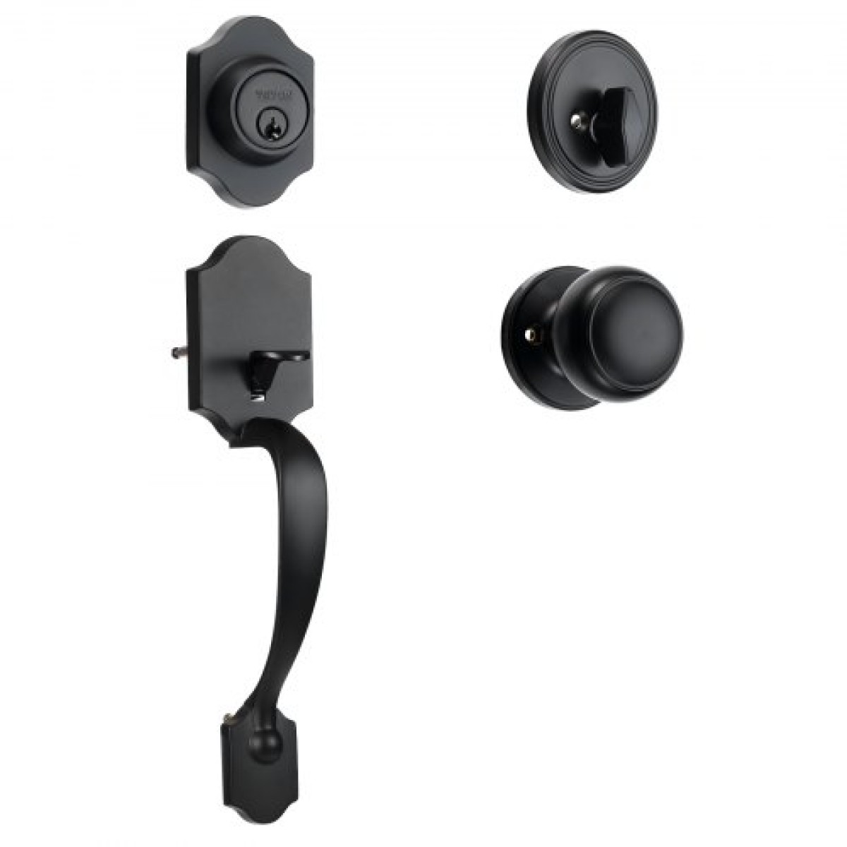 Σετ χειρολαβής μπροστινής πόρτας και Deadbolt VEVOR, Σετ κλειδαριάς μπροστινής πόρτας ματ μαύρο με εσωτερικό πόμολο, ρυθμιζόμενη απόσταση οπών μονοκύλινδρο χειρολαβή, για δεξιά και αριστερά είσοδο και μπροστινή πόρτα