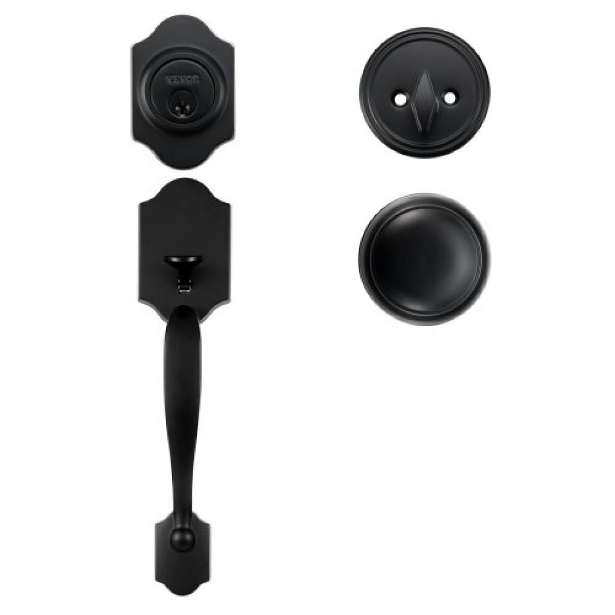 Σετ χειρολαβής μπροστινής πόρτας και Deadbolt VEVOR, Σετ κλειδαριάς μπροστινής πόρτας ματ μαύρο με εσωτερικό πόμολο, ρυθμιζόμενη απόσταση οπών μονοκύλινδρο χειρολαβή, για δεξιά και αριστερά είσοδο και μπροστινή πόρτα