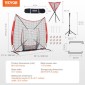 VEVOR 7x7 ft δίχτυ προπόνησης μπέιζμπολ σόφτμπολ, φορητό δίχτυ προπόνησης μπέιζμπολ για χτυπήματα, εξοπλισμός οπίσθιας πλάκας με πλαίσιο τόξου, τσάντα μεταφοράς, ζώνη κρούσης, 12 μπάλες, μπλουζάκι και συλλέκτης μπάλας