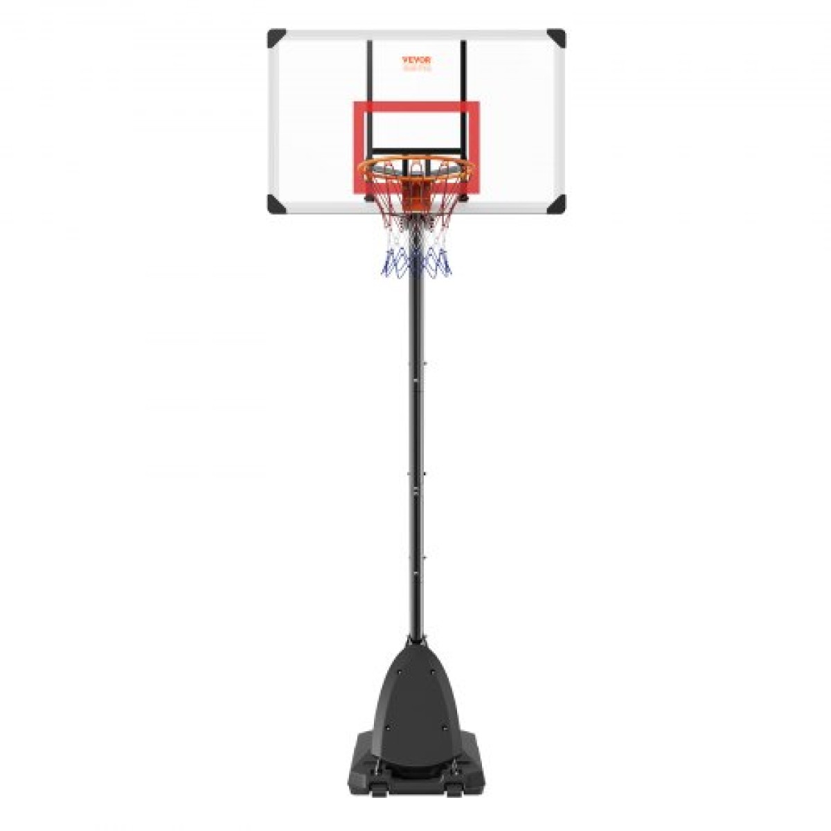 Στεφάνη μπάσκετ VEVOR, 7,6-10 ft ρυθμιζόμενο ύψος φορητό σύστημα ταμπλό, 50 ιντσών στεφάνι μπάσκετ και γκολ, παιδικό και ενήλικο σετ μπάσκετ με ρόδες, βάση και γεμιστή βάση, για εξωτερικούς/εσωτερικούς χώρους