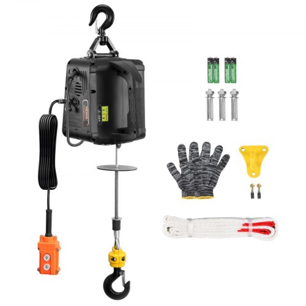 VEVOR 2-in-1 Portable Electric Hoist Power Winch 1100 lbs Wired Remote Control