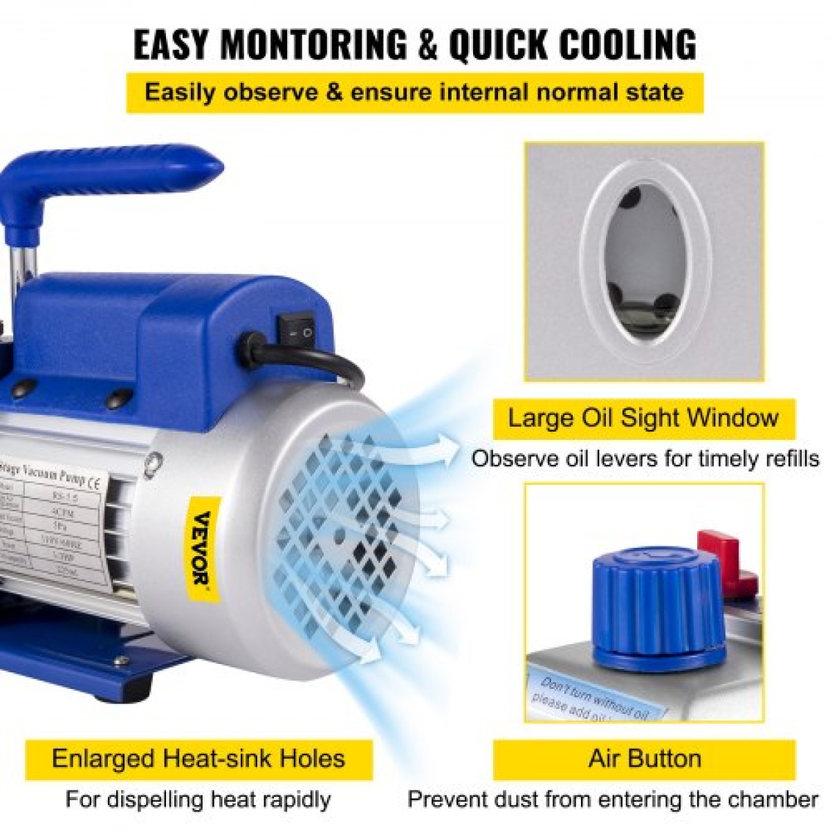 VEVOR 2 Gallon/7,6 L Vacuum Chamber Silicone Epoxy Dessing 4CFM 113L/min 1/3HP Pumpa vacuum