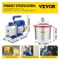 VEVOR 2 Gallon/7,6 L Vacuum Chamber Silicone Epoxy Dessing 4CFM 113L/min 1/3HP Pumpa vacuum
