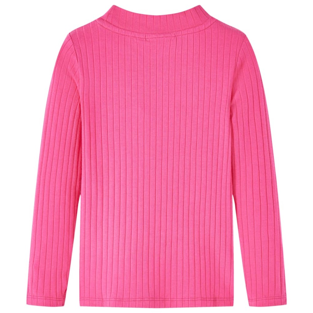 Μπλουζάκι Παιδικό Μακρυμάνικο Πλέξη Ριμπ Ανοιχτό Ροζ 128