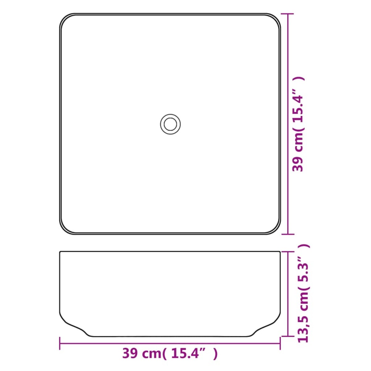 vidaXL Νιπτήρας Τετράγωνος Λευκός 39x39x13,5 εκ. Κεραμικός