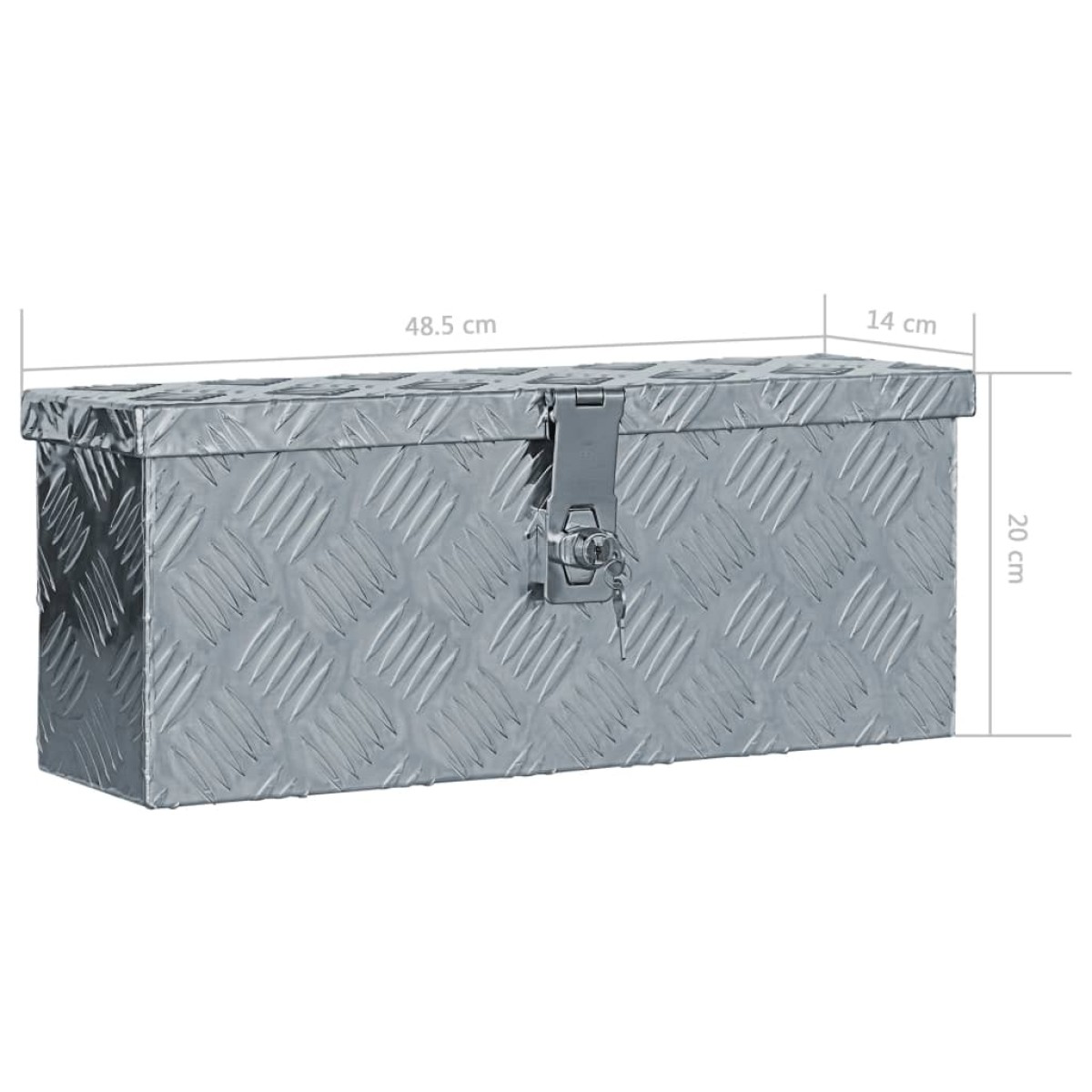 vidaXL Κουτί Αποθήκευσης Ασημί 48,5 x 14 x 20 εκ. Αλουμινίου