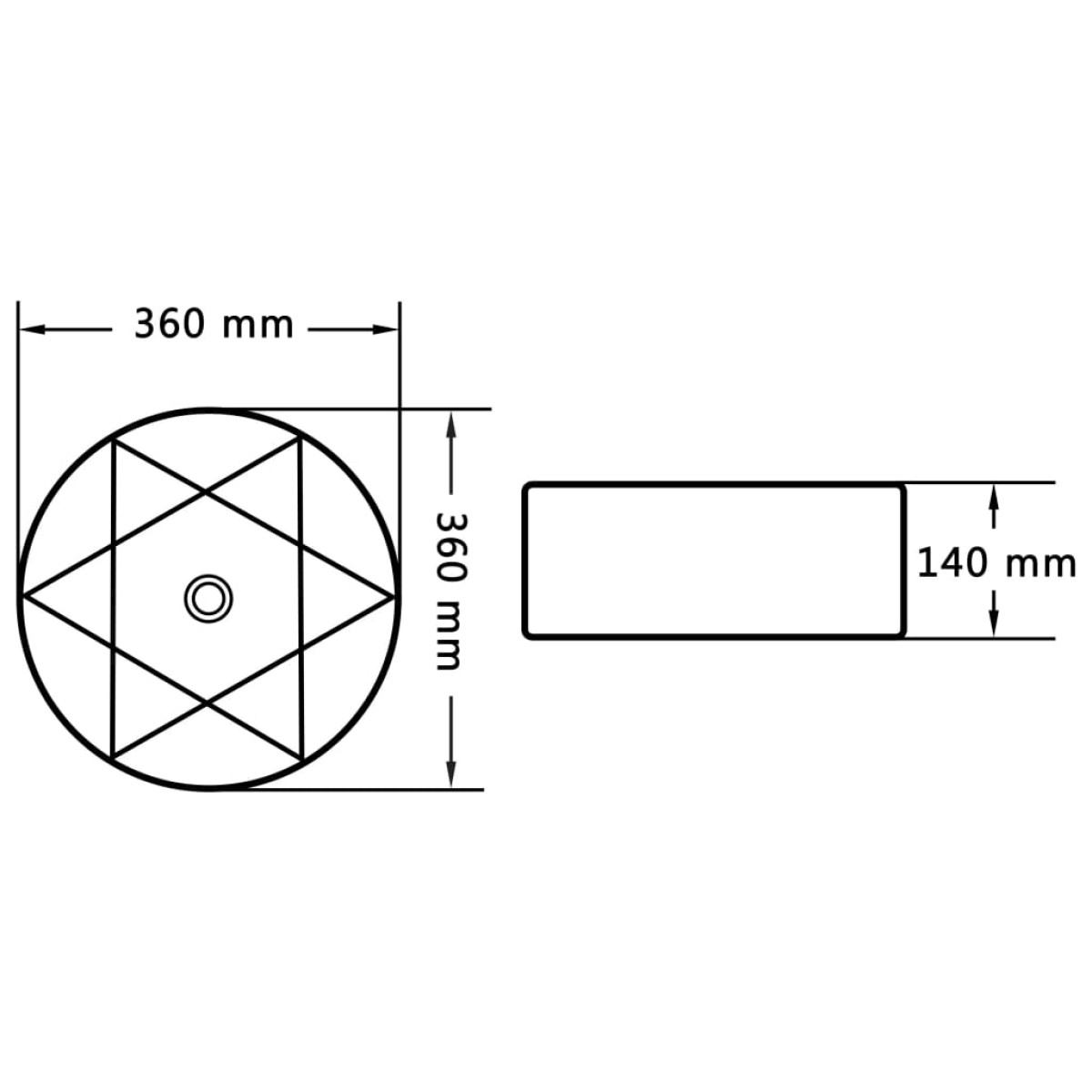 vidaXL Νιπτήρας Λευκός 36 x 14 εκ. Κεραμικός