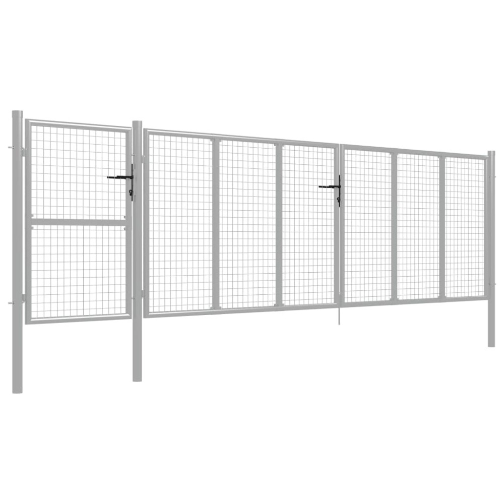 vidaXL Πόρτα Περίφραξης Κήπου Ασημί 500 x 125 εκ. Ατσάλινη