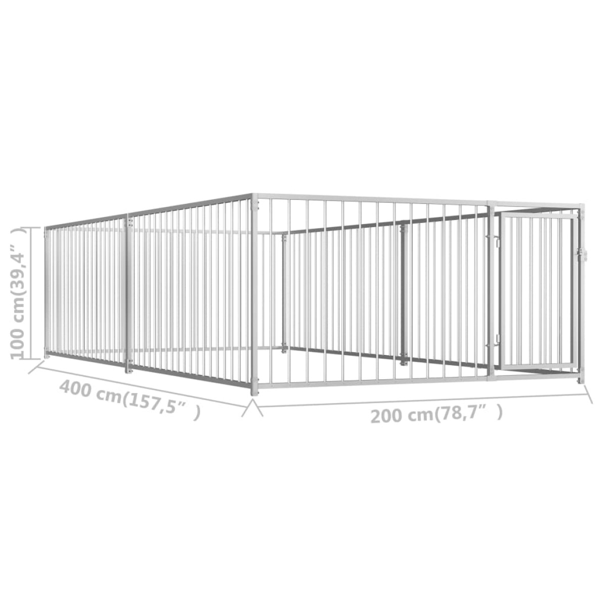 vidaXL Κλουβί Σκύλου Εξωτερικού Χώρου 200 x 400 x 100 εκ.