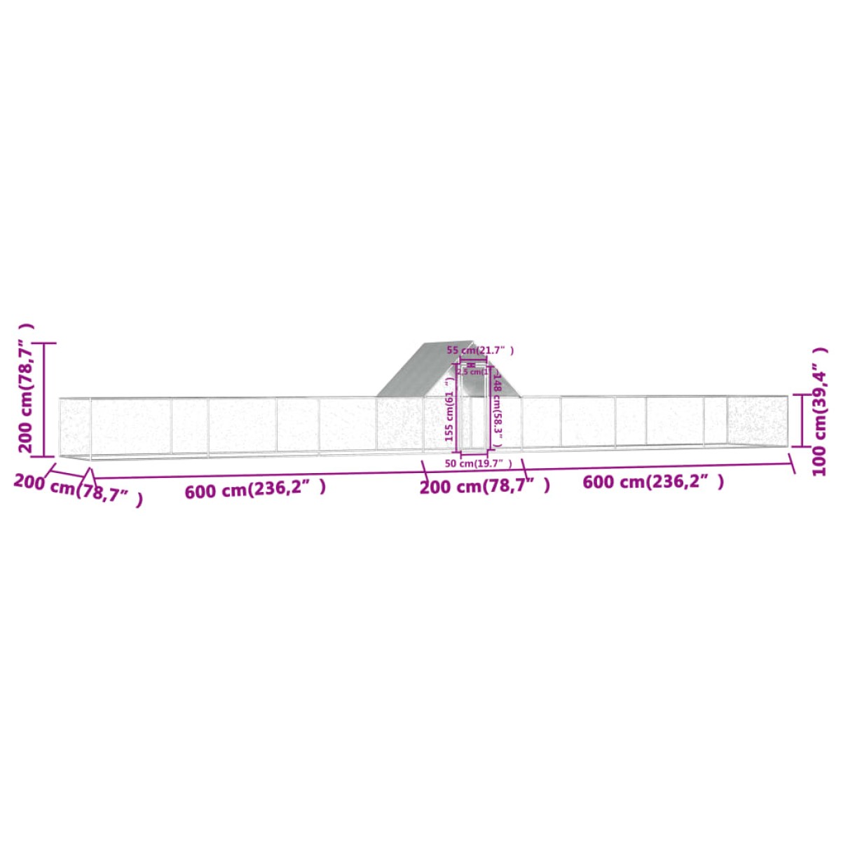 vidaXL Κοτέτσι 14 x 2 x 2 μ. από Γαλβανισμένο Χάλυβα