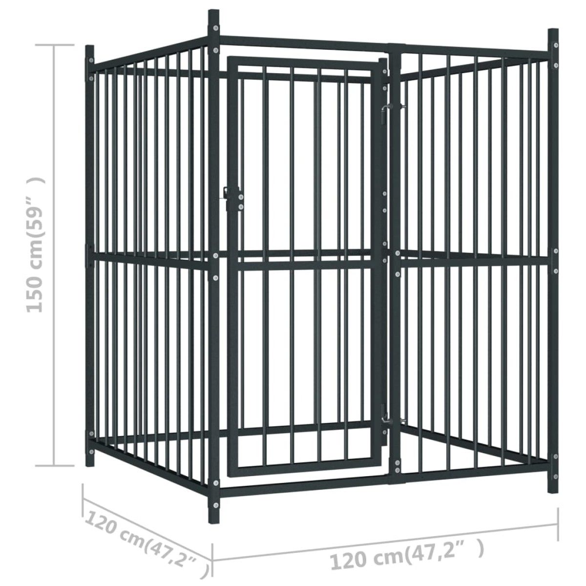 vidaXL Κλουβί Σκύλου Εξωτερικού Χώρου 120 x 120 x 150 εκ. με Στέγαστρο
