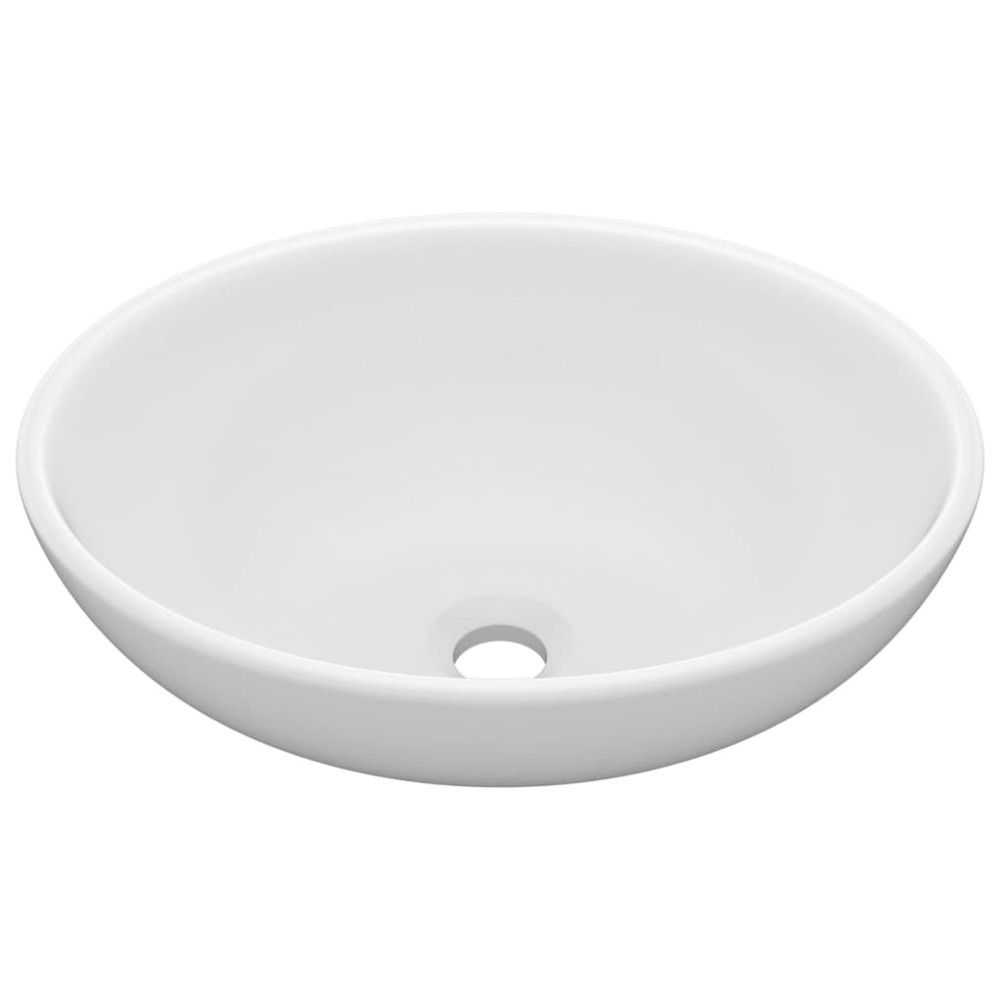 vidaXL Νιπτήρας Πολυτελής Οβάλ Λευκό Ματ 40 x 33 εκ. Κεραμικός
