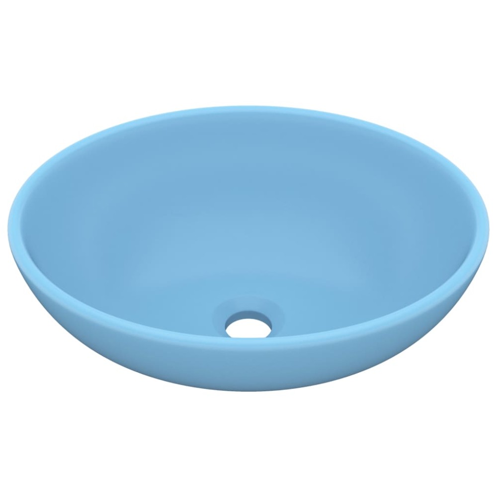 vidaXL Νιπτήρας Πολυτελής Οβάλ Γαλάζιο Ματ 40 x 33 εκ. Κεραμικός