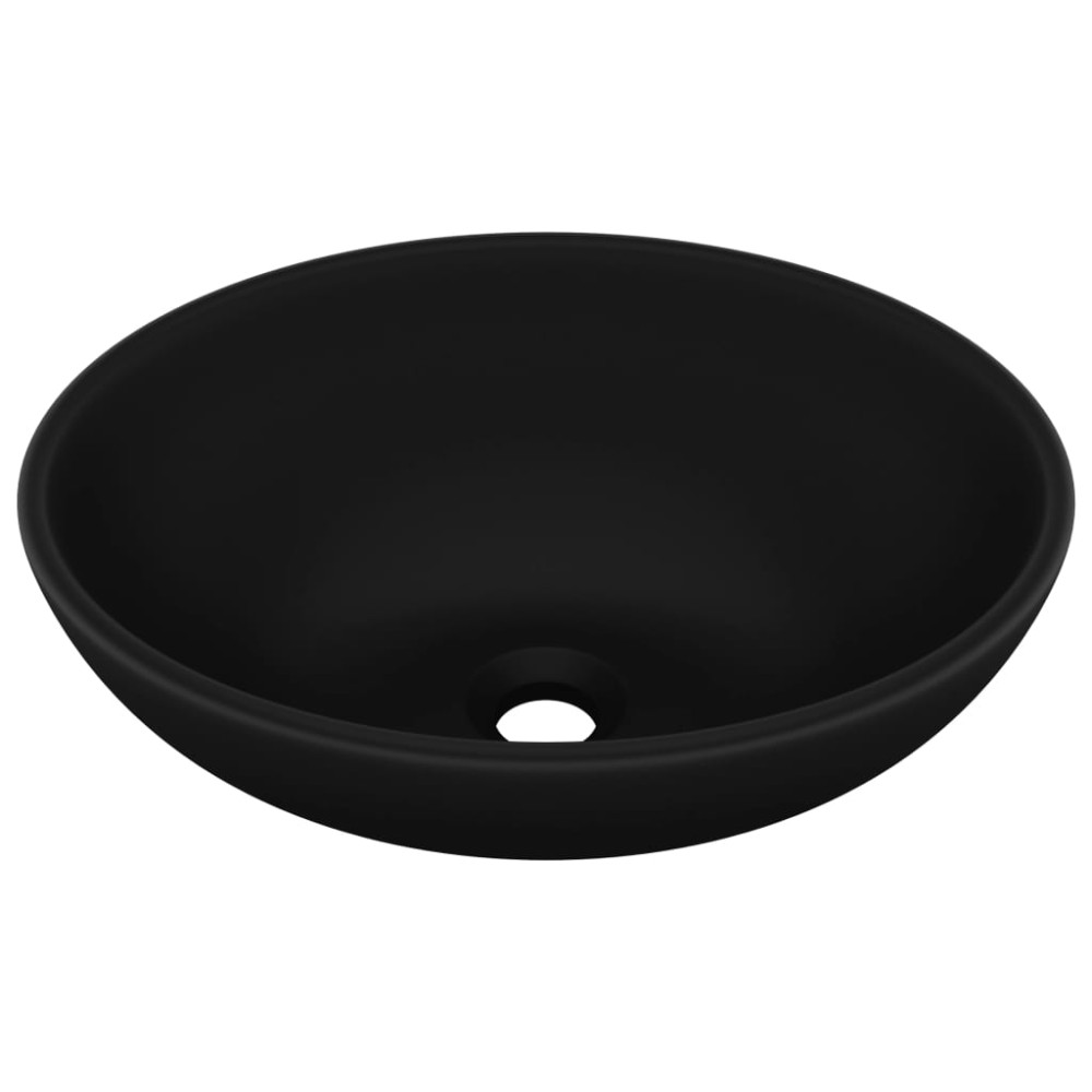 vidaXL Νιπτήρας Πολυτελής Οβάλ Μαύρο Ματ 40 x 33 εκ. Κεραμικός